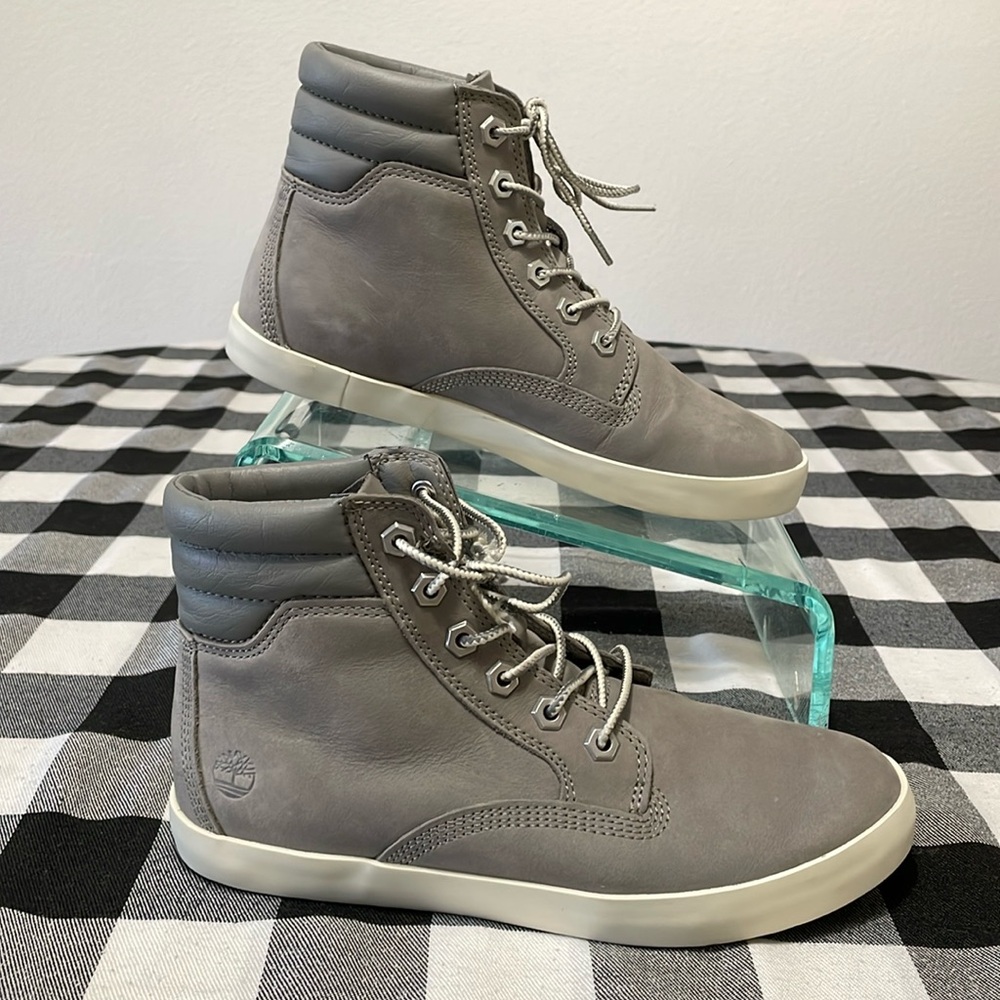 Timberland Dausette Gray Leather Nubuck High Boot Ortholite A1H26 Sneaker Shoe 7